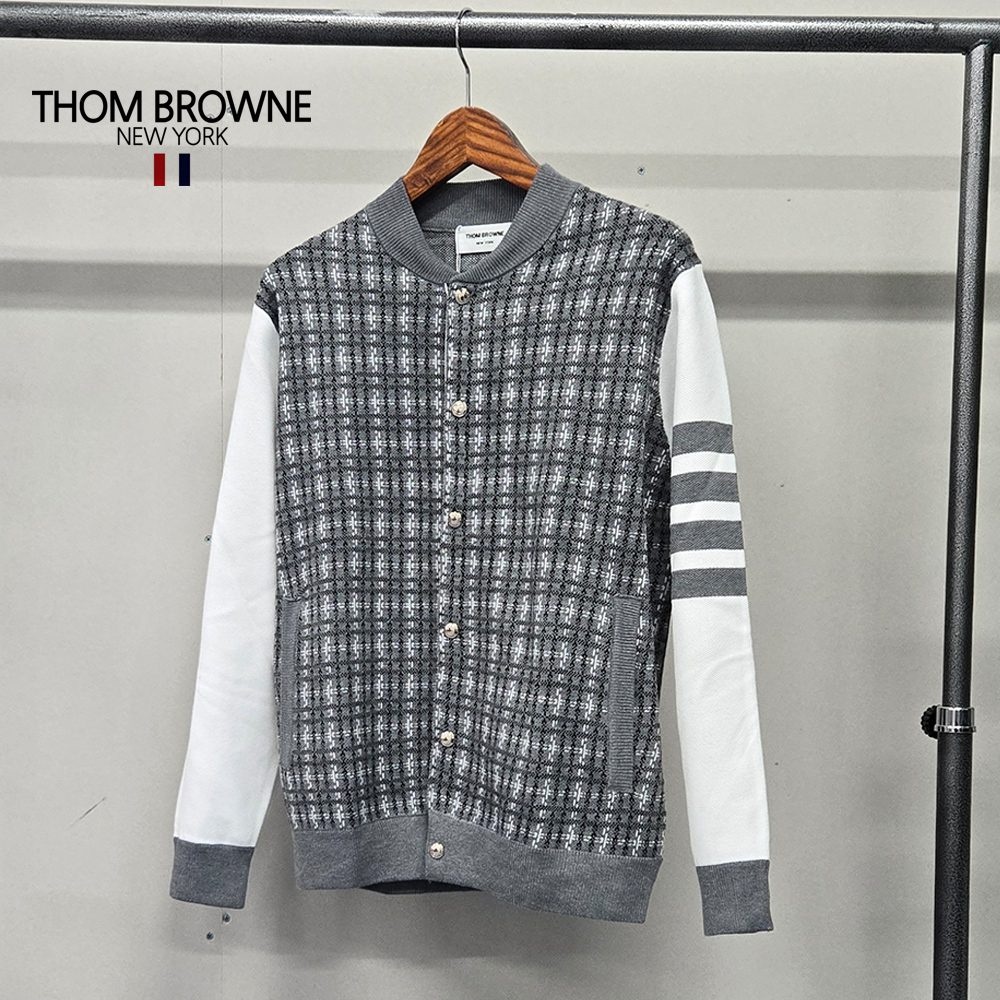 TB 사선 실버 니트 집업