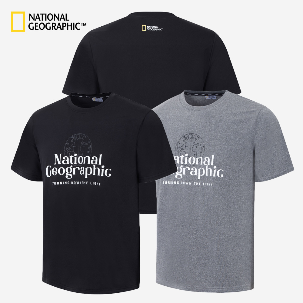 내셔널 지구본 레터링 기능성 쿨 반팔티