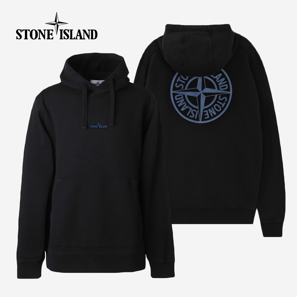 ST 블루 백로고 후드티