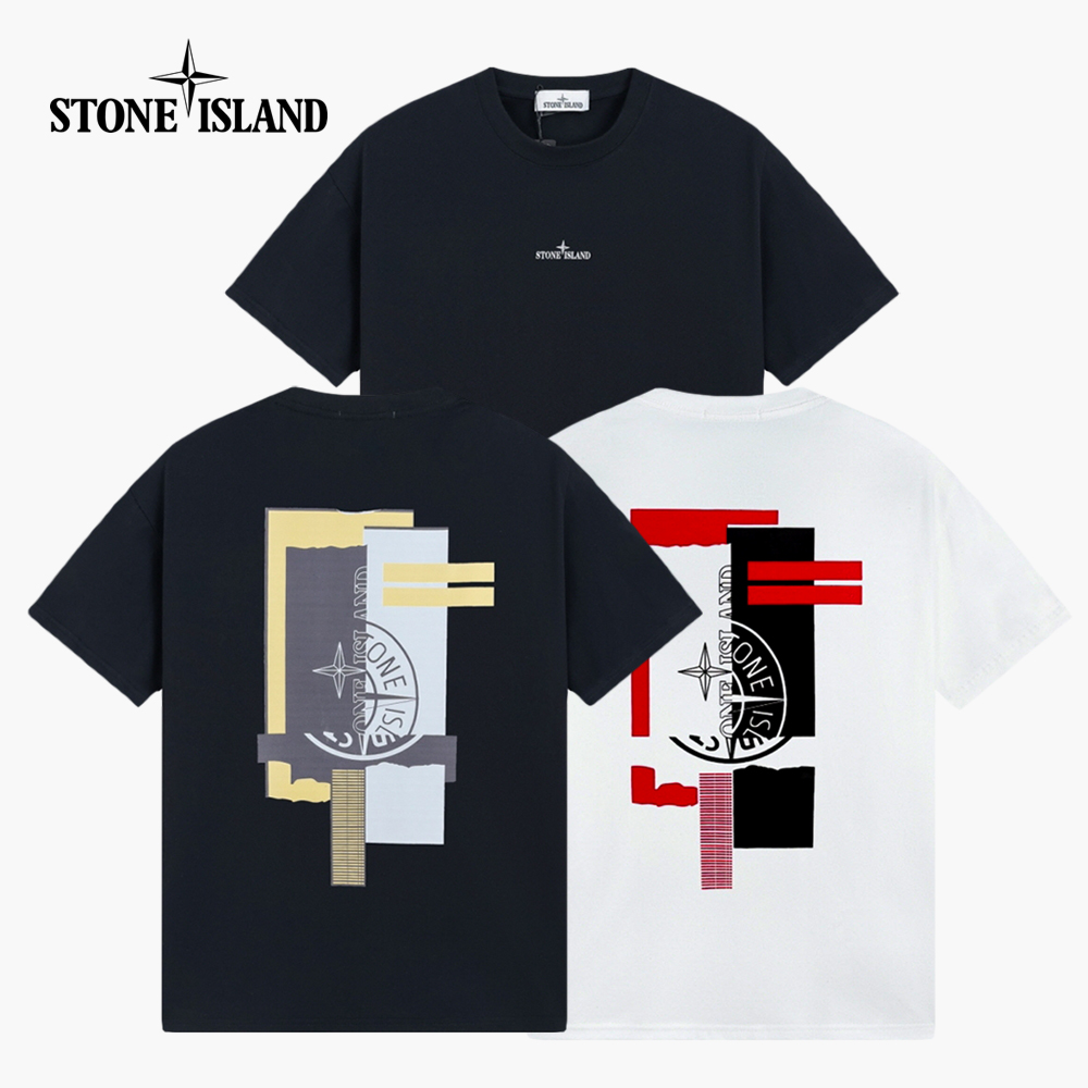 ST 배색 프린트 반팔 티셔츠